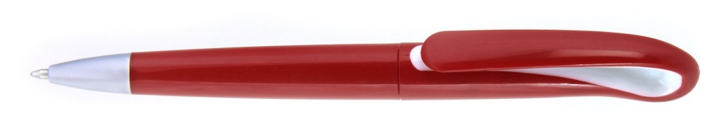 1012С "Капля" Ручка пластиковая с поворотным механизмом, цвет бордово-белая, купить пластиковые ручки в Полтаве, ручки с печатью в Полтаве, печать на ручках , ручки с логотипом Полтава