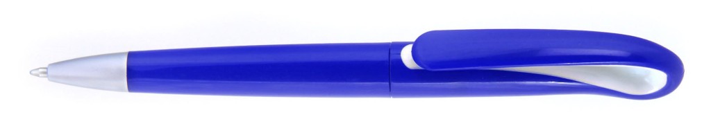 1012С "Капля" Ручка пластиковая с поворотным механизмом, цвет сине-белая, купить пластиковые ручки в Киеве, ручки с печатью в Киеве
