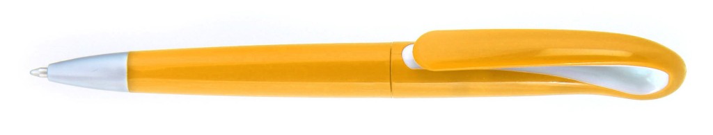 1012С "Капля" Ручка пластиковая с поворотным механизмом, цвет оранжево-белая, купить пластиковые ручки в Херсоне, ручки с печатью в Херсоне, печать на ручках , ручки с логотипом Херсоне