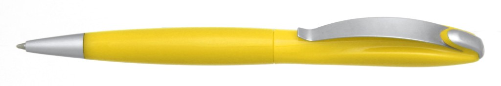 В 1031C "Муравей" Ручка пластиковая с поворотным механизмом, цвет жёлтый, купить пластиковые ручки в Алчевске, ручки с печатью в Алчевске, печать на ручках , ручки с логотипом Алчевск