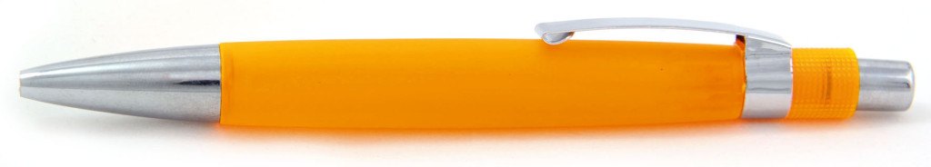 В 1538  Ручка пластиковая шариковая автоматическая с кнопкой, цвет оранжево-серебристая, купить пластиковые ручки в Сумах, ручки с печатью в Сумах, печать на ручках , ручки с логотипом Сумы
