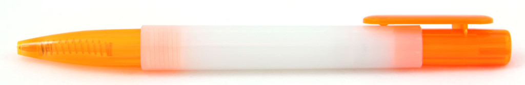В 1551 Ручка пластиковая шариковая автоматическая с кнопкой, цвет бело-оранжевый, купить пластиковые ручки в Ордженикидзе, ручки с печатью в Орджениеидзе, печать на ручках , ручки с логотипом Ордженикидзе
