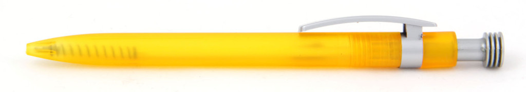 В 1630 Ручка пластиковая шариковая автоматическая с кнопкой, цвет жёлто-серый, купить пластиковые ручки в Тёсса, ручки с печатью в Тёсса, печать на ручках , ручки с логотипом Тёсса