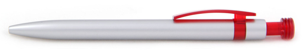 В 1630В Ручка пластиковая шариковая автоматическая с кнопкой, цвет серебристо-красная, купить пластиковые ручки маленькими тиражами, ручки с печатью маленькими тиражами, печать на ручках , ручки с логотипом мелкие тиражи