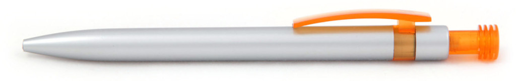 В 1630В Ручка пластиковая шариковая автоматическая с кнопкой, цвет серебристо-оранжевая, купить пластиковые ручки для, ручки с печатью, печать на ручках , ручки с логотипом