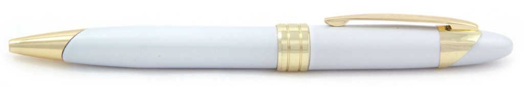 701М-8 B 701М-8 Ручка металлическая, с поворотным механизмом, белая с золотом, ручки рекламные, граверовка на ручках