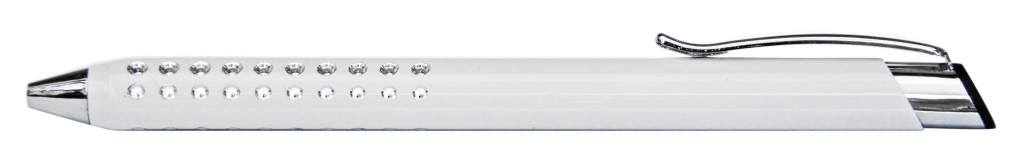 9374M-8 B 9374M Ручка металлическая, автоматическая, белый с серебром, лазерная гравировка, гравировка