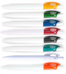 B-2084B ручка пластиковая тамагавк, печать логотипа на ручках, ручки с печатью логотипа, ручки с логотипом киев
