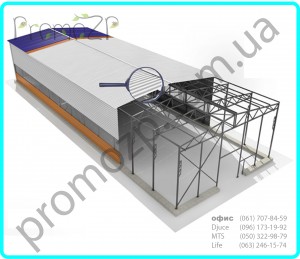 Быстровозводимый ангар, быстровозводимые каркасные ангары, агар каркасный двухскатного типа, www.promozp.com.ua